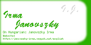 irma janovszky business card